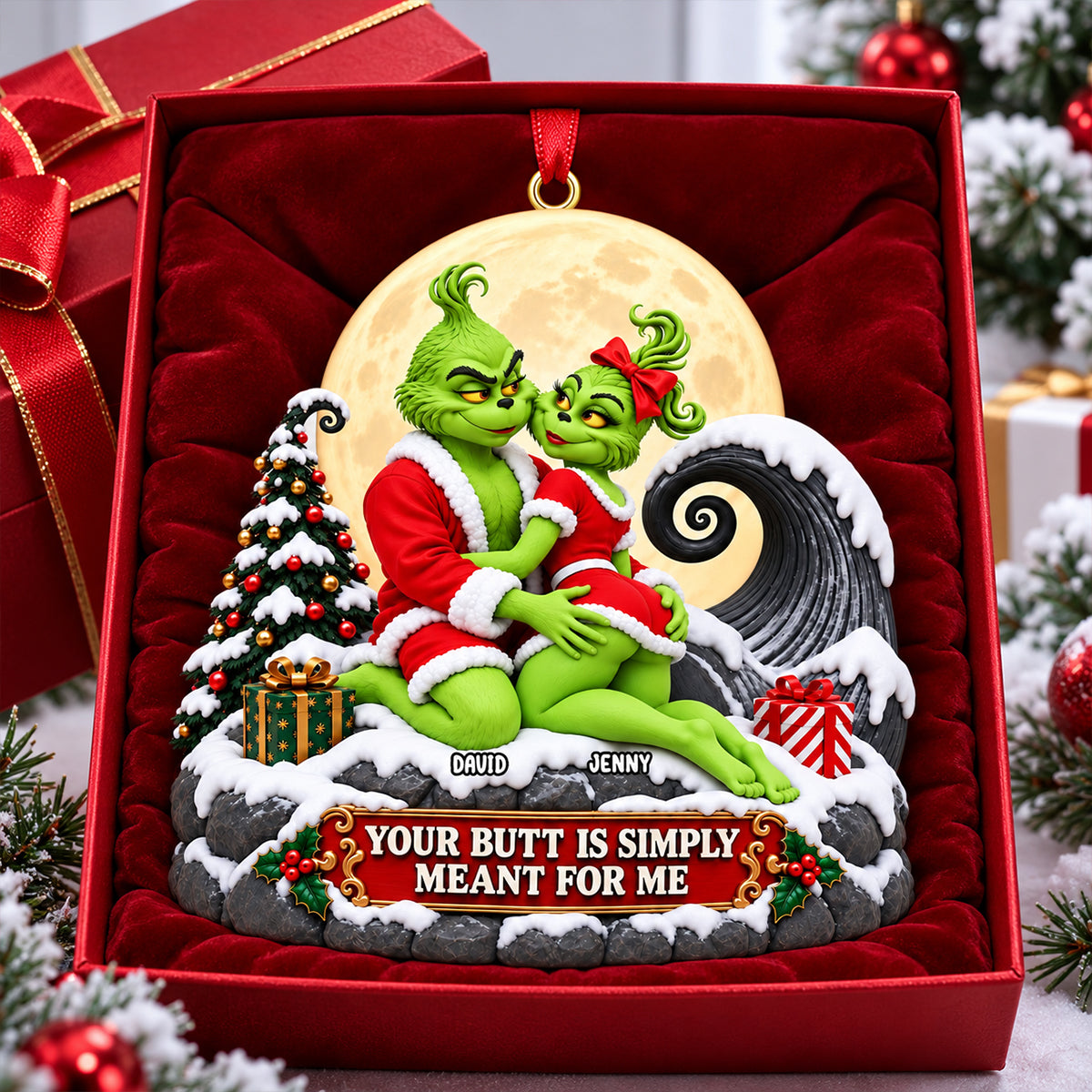 Funny Naughty Couple Xmas Ornament - Personalized Gifts For Couple 06OHTN191026-Homacus