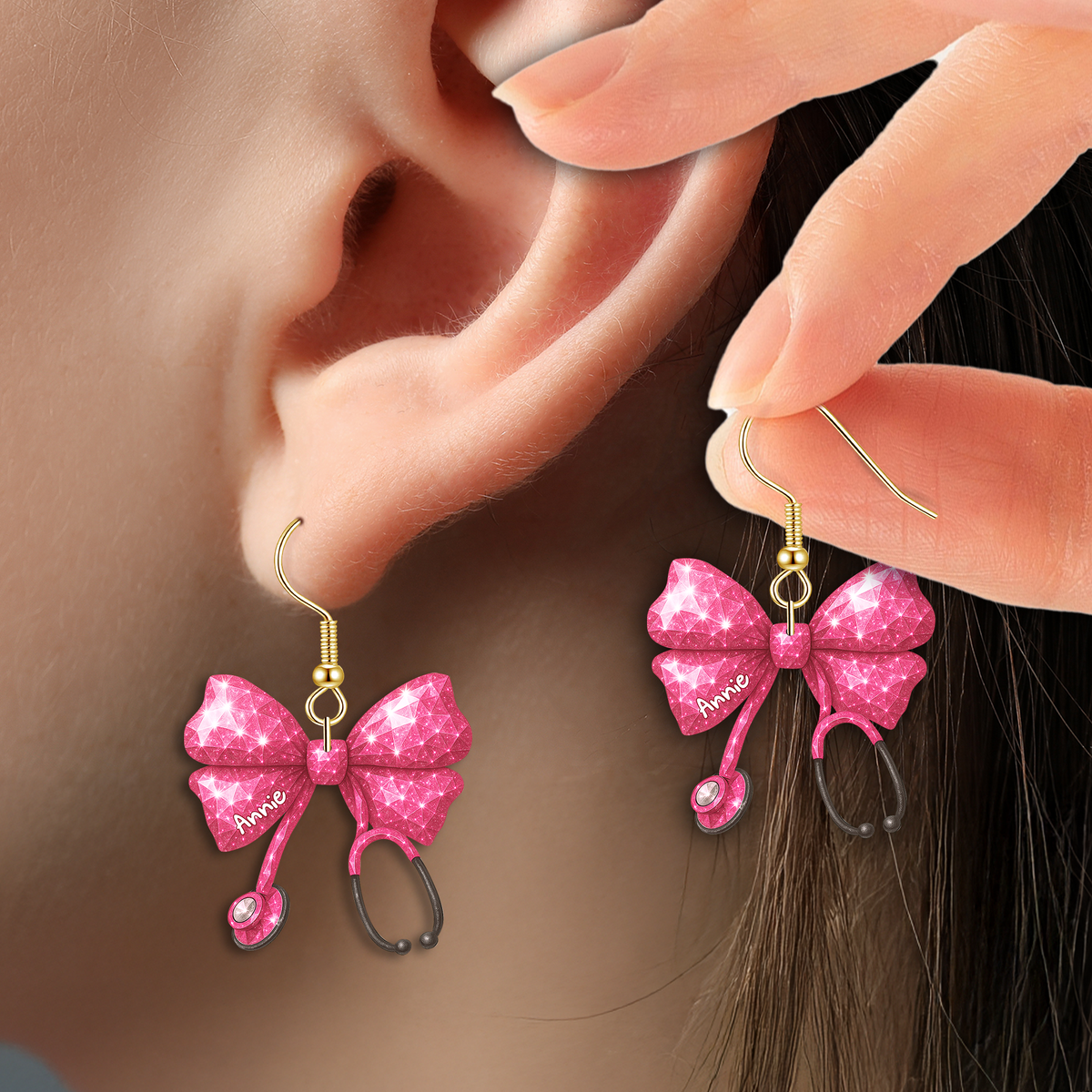 Stethoscope Bow Earrings - Personalized Gifts For Nurses 04PULU270625-Homacus