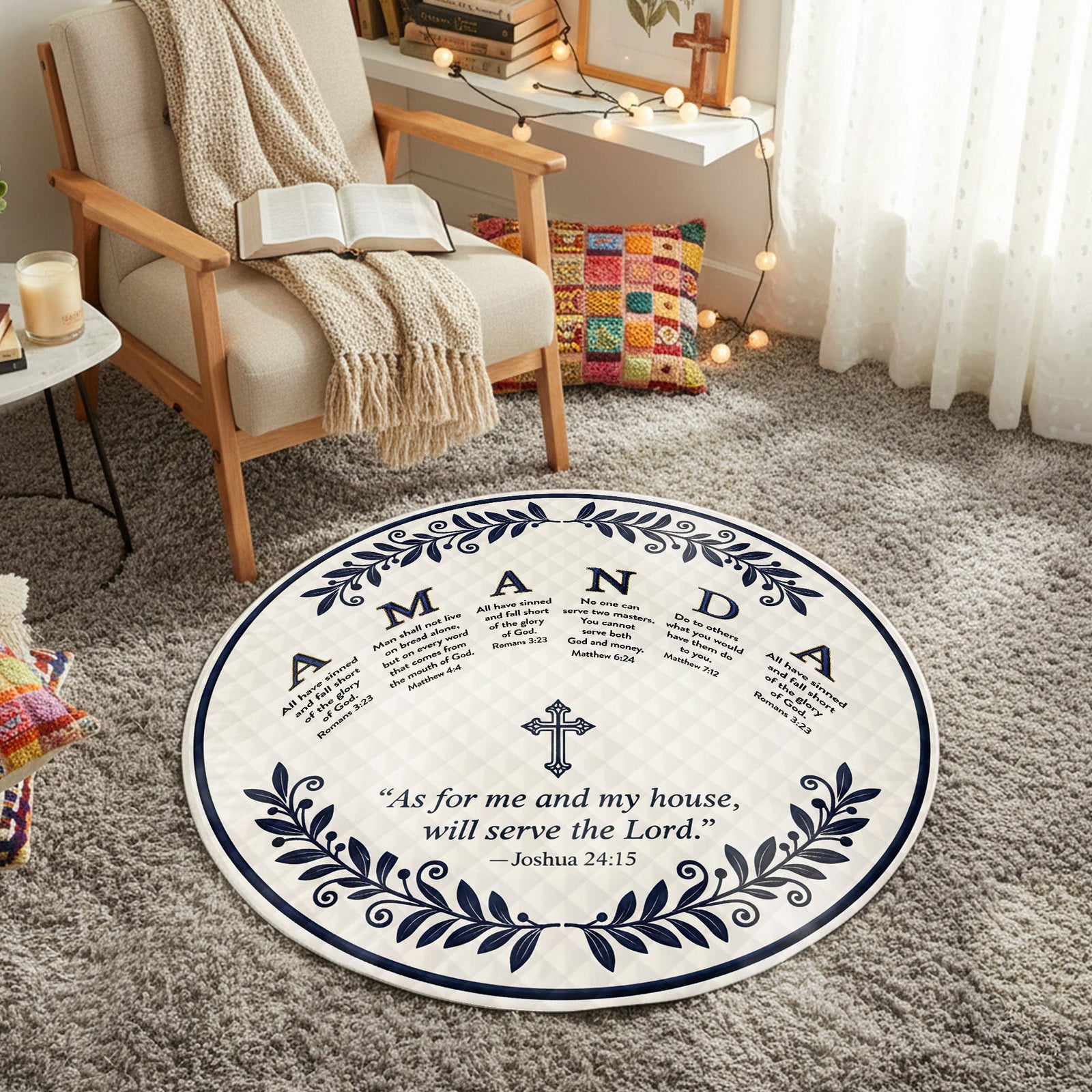 Personalized Chrismas Gifts For Christian Family Quilted Round Mat 01humg211025-Homacus