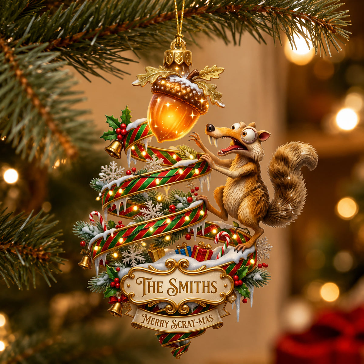 Funny Saber-Tooth Squirrel Side Ornament - Personalized Gifts For Family Christmas Ornament 03HAQN240826-Homacus