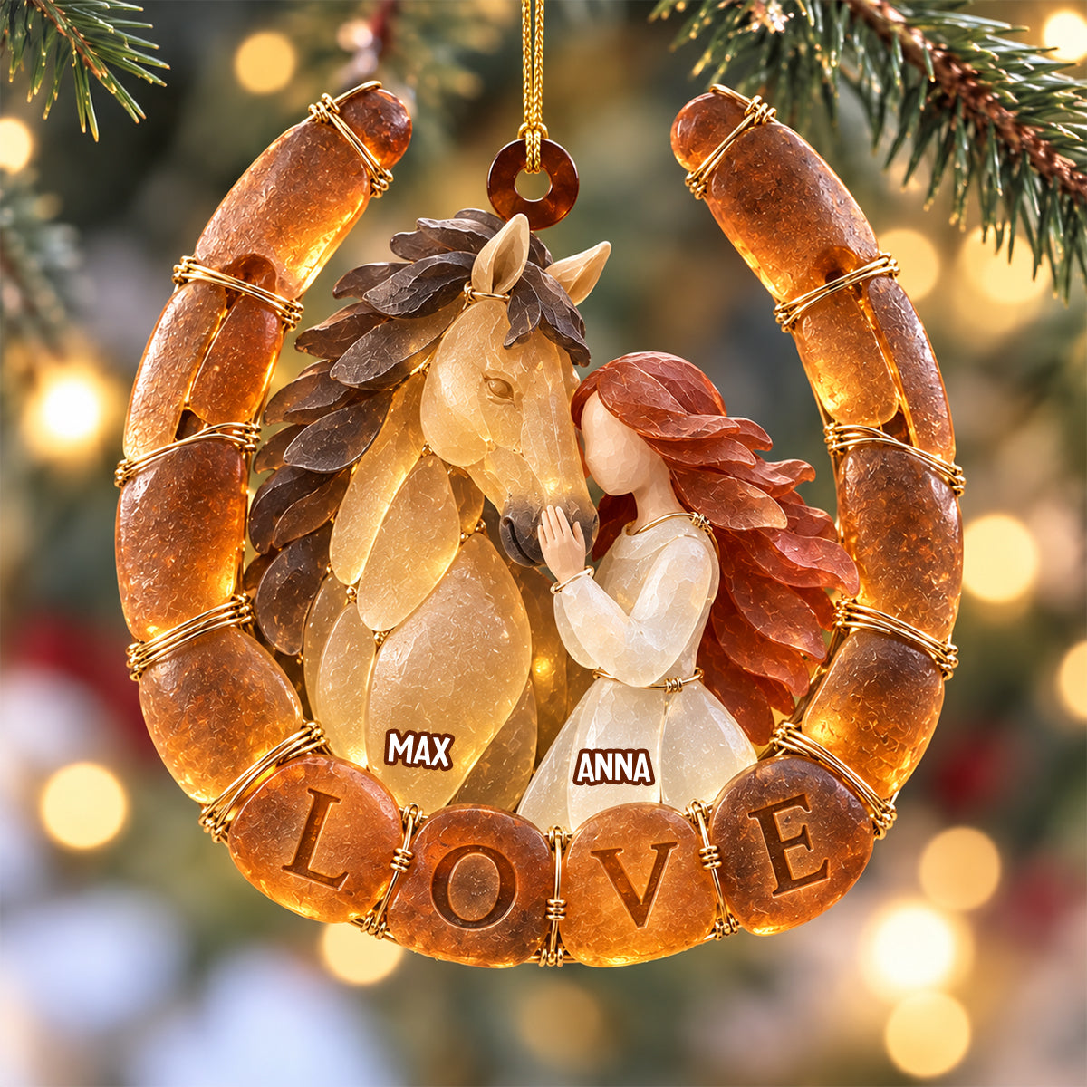 Attuned Horse Girl Sea Glass Effect Ornament, Personalized Gifts For Horse Lovers 05QHTN101026-Homacus