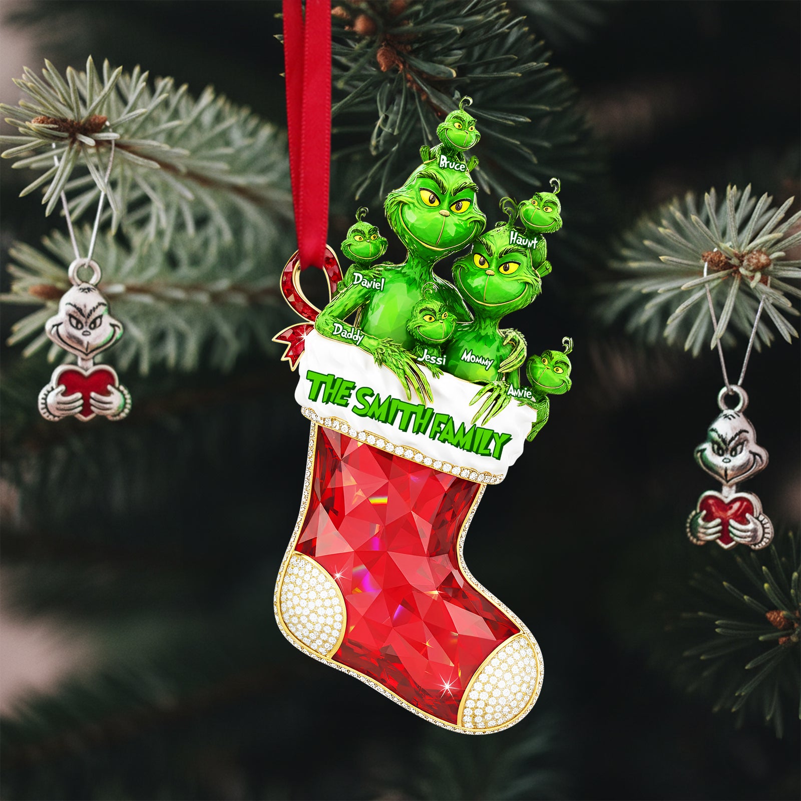 Green Monster Family Tree Ornament - Personalized Gifts For Family 01OHLU260925-Homacus