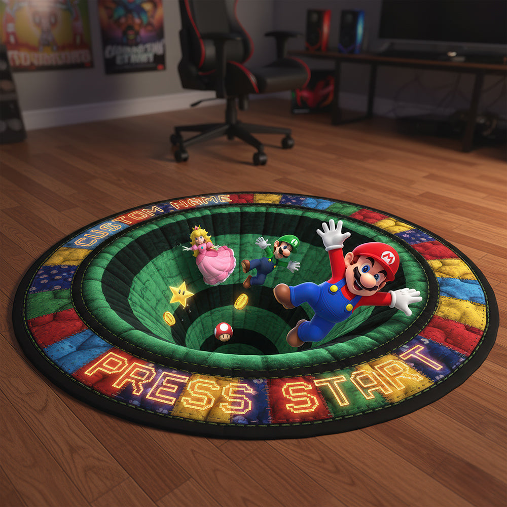 Retro Game Quilted Round Mat - Personalized Gifts For Game Lovers 03kiqn300925-Homacus