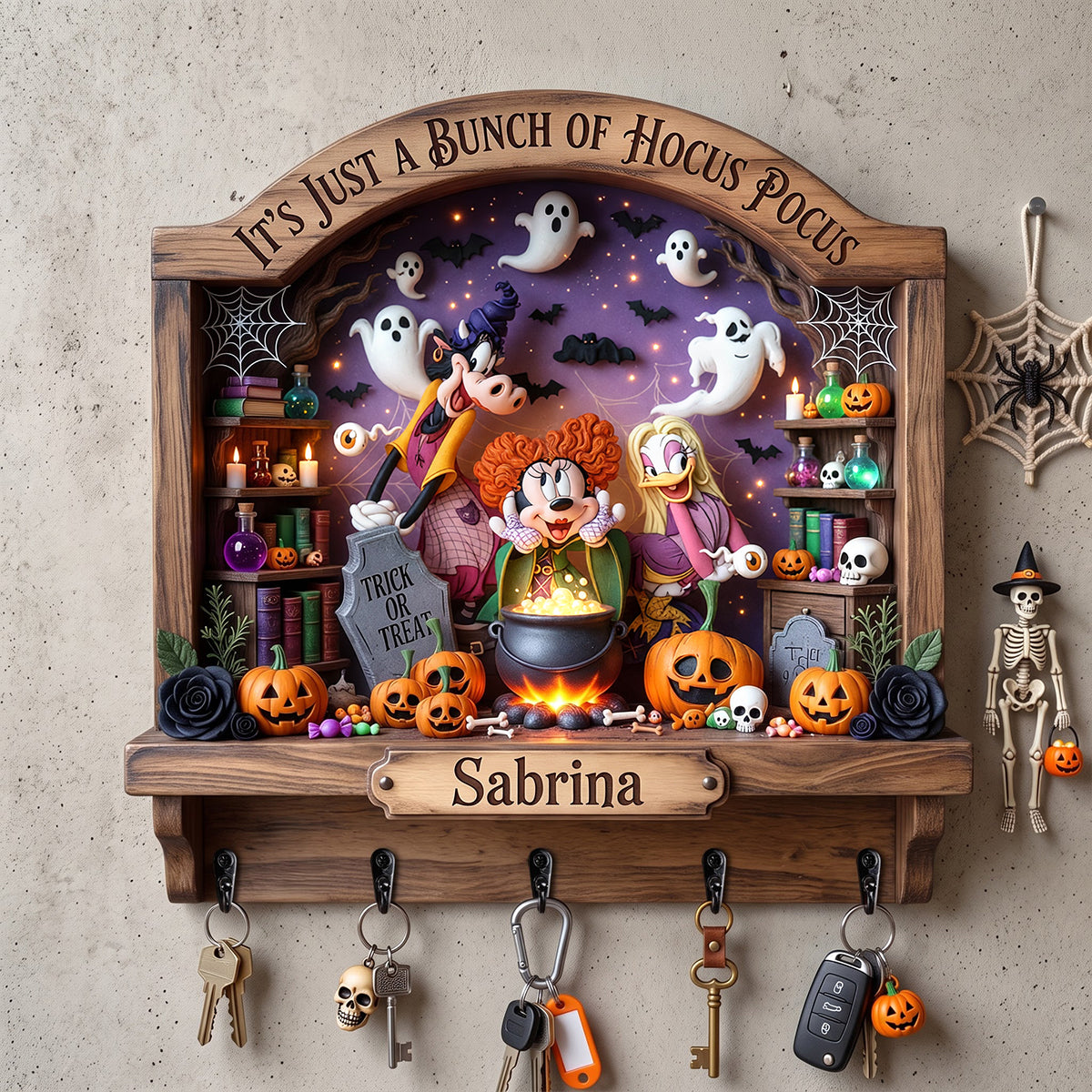 Spooky Witch Squad Acrylic Key Hanger - Personalized Gifts For Halloween Key Hanger 02NATN040826