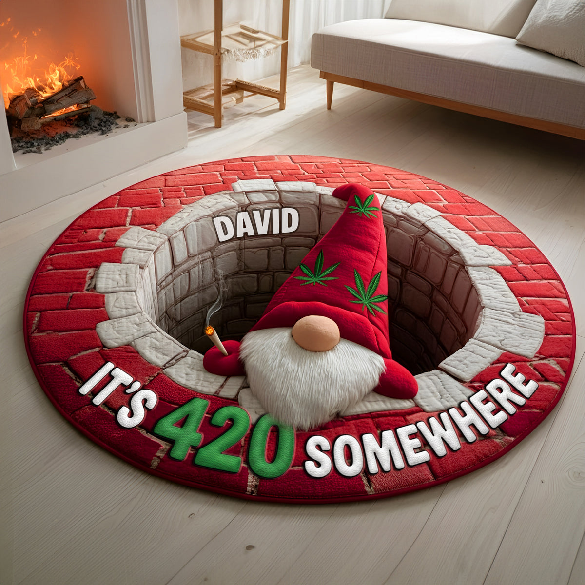 Chill Gnome Weed Round Mat - Personalized Christmas Gifts For Stoners 04TOLU220925-Homacus