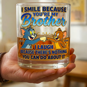 Funny Sibling Round Glass - Personalized Gifts For Brothers 03NADT100626-Homacus