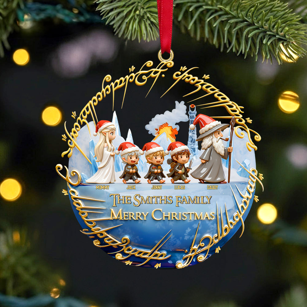 Family Walking To The Fantasy World Ornament, Personalized Gifts For Family 02qhtn081025-Homacus
