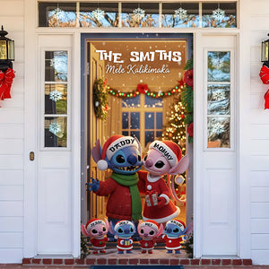 Blue Alien Family Door Cover - Personalized Gifts For Family 05PGLU061125-Homacus