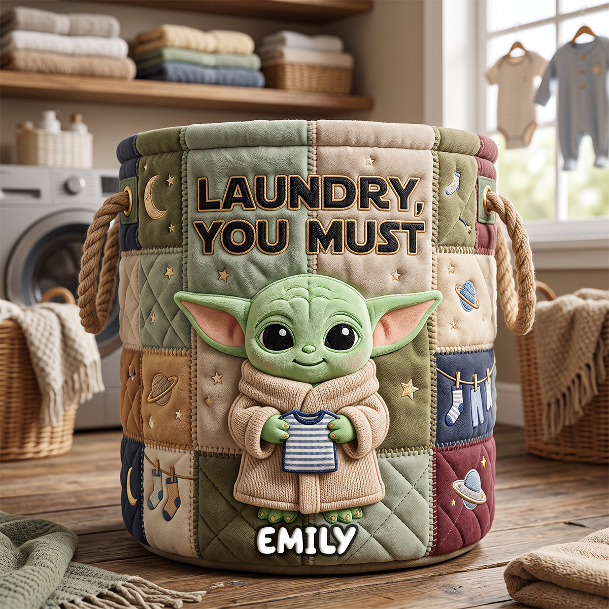 Cute Alien Quilted Laundry Basket - Personalized Gifts 07nadh080726-Homacus