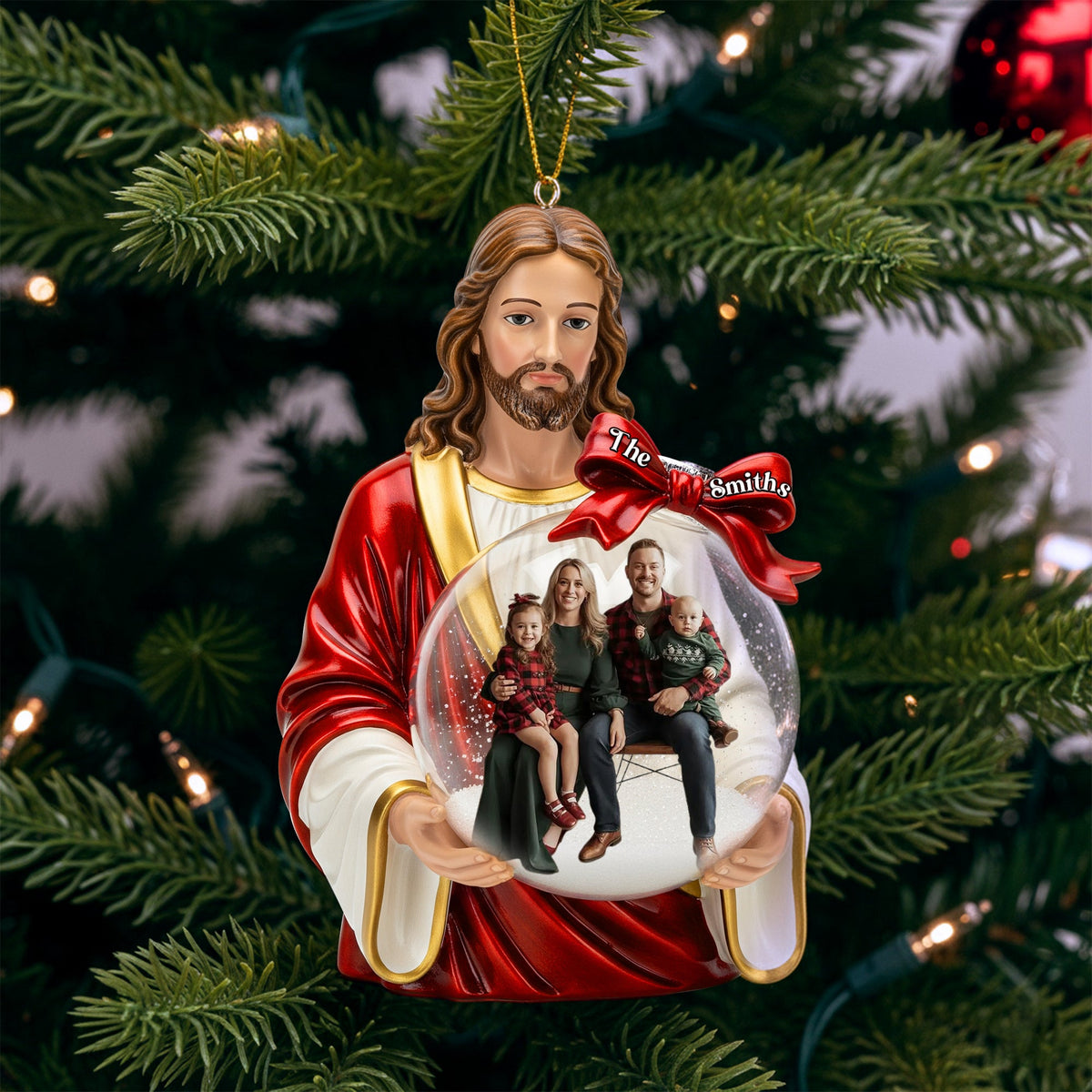 Custom Photo Jesus Ornament - Personalized Gifts For Christian Christmas Ornament 02PGLU031125-Homacus
