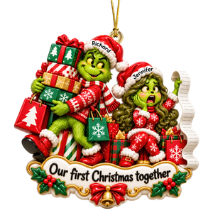 Bustling Couple Ornament - Personalized Gifts For Couple First Christmas Ornament 08TOQN161026-Homacus