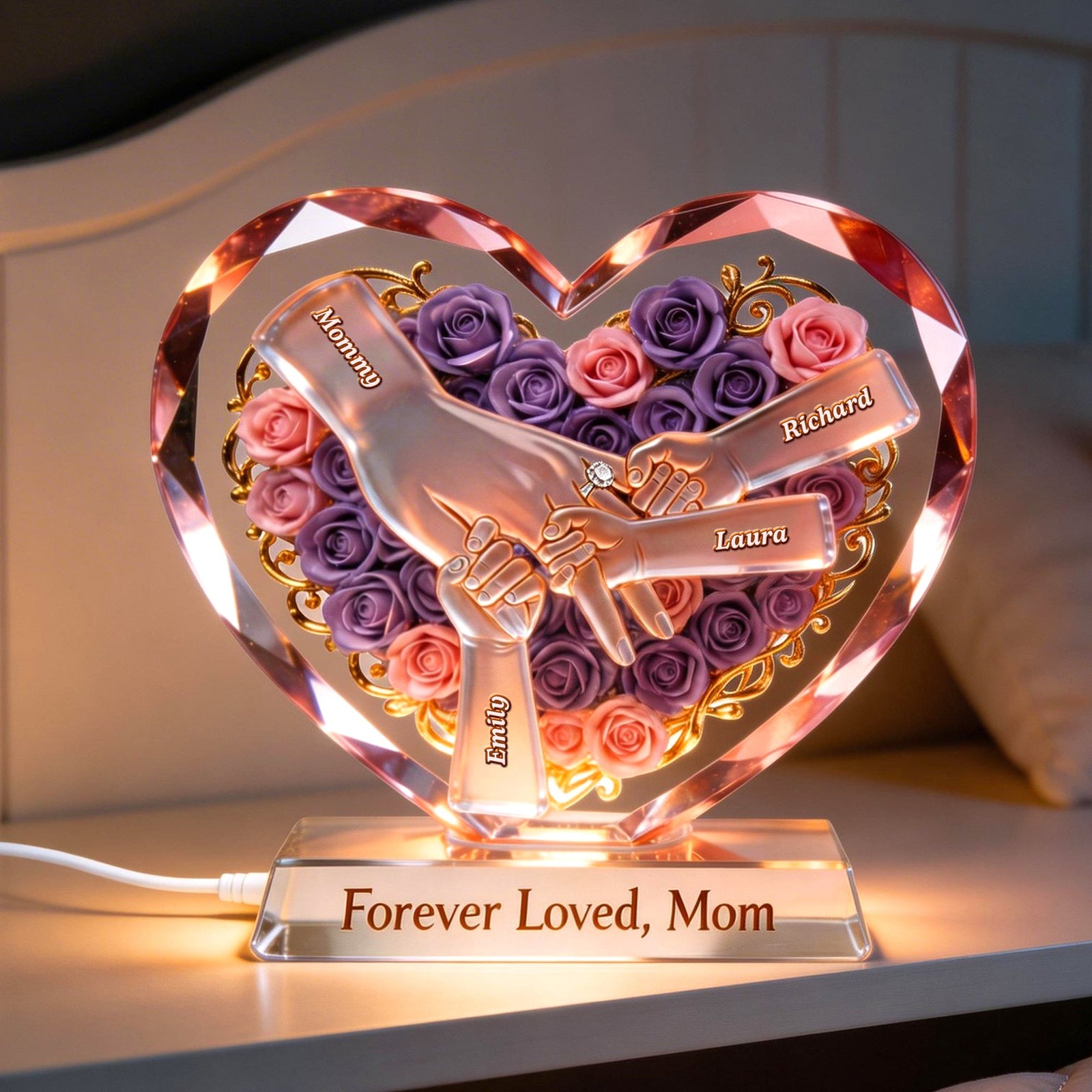 Hand Of Love Acrylic Light Box - Personalized Gifts For Mother's Day 02NAQN150426