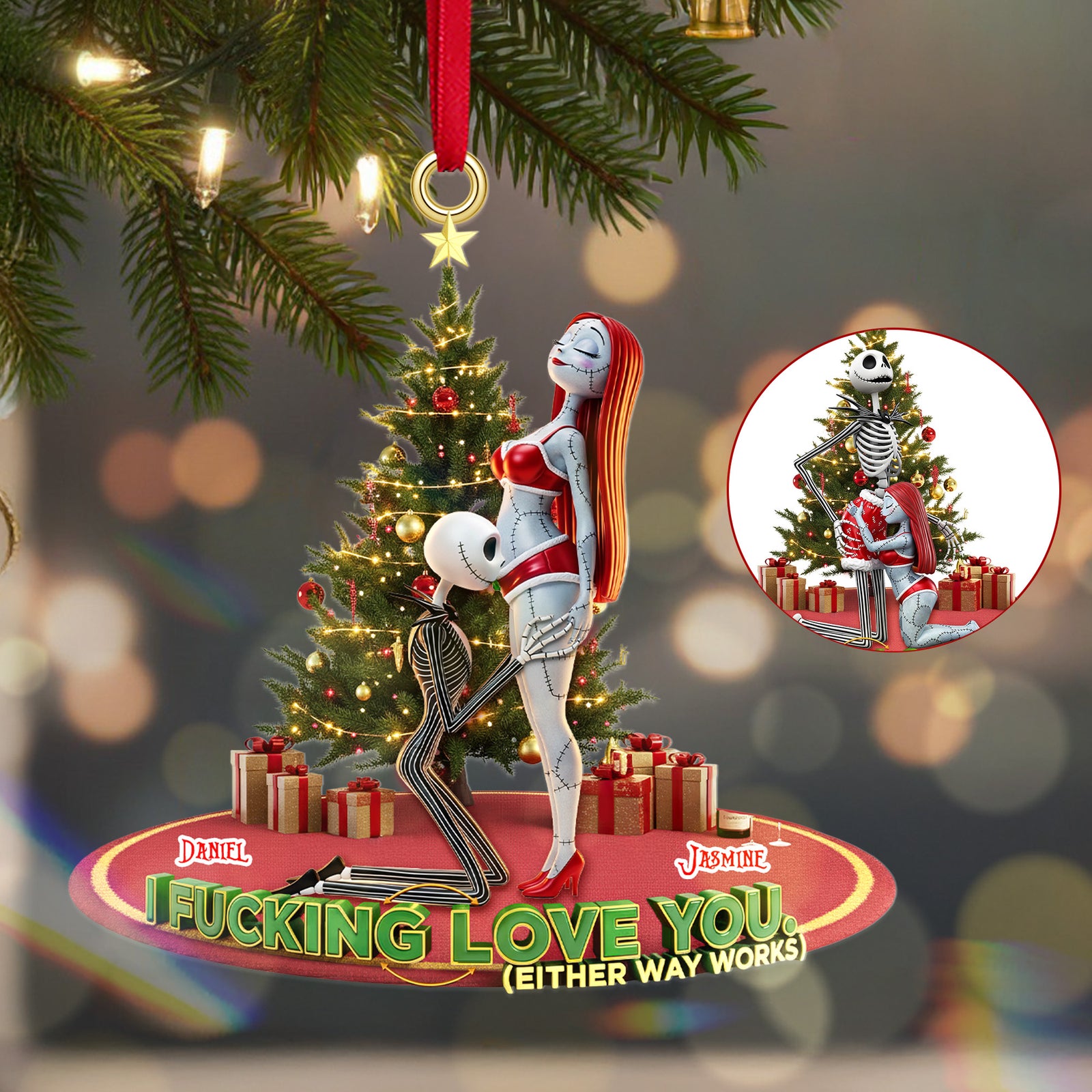 Personalized Gifts For Christmas, Naughty Couple Acrylic Ornament 01ohmg240925-Homacus