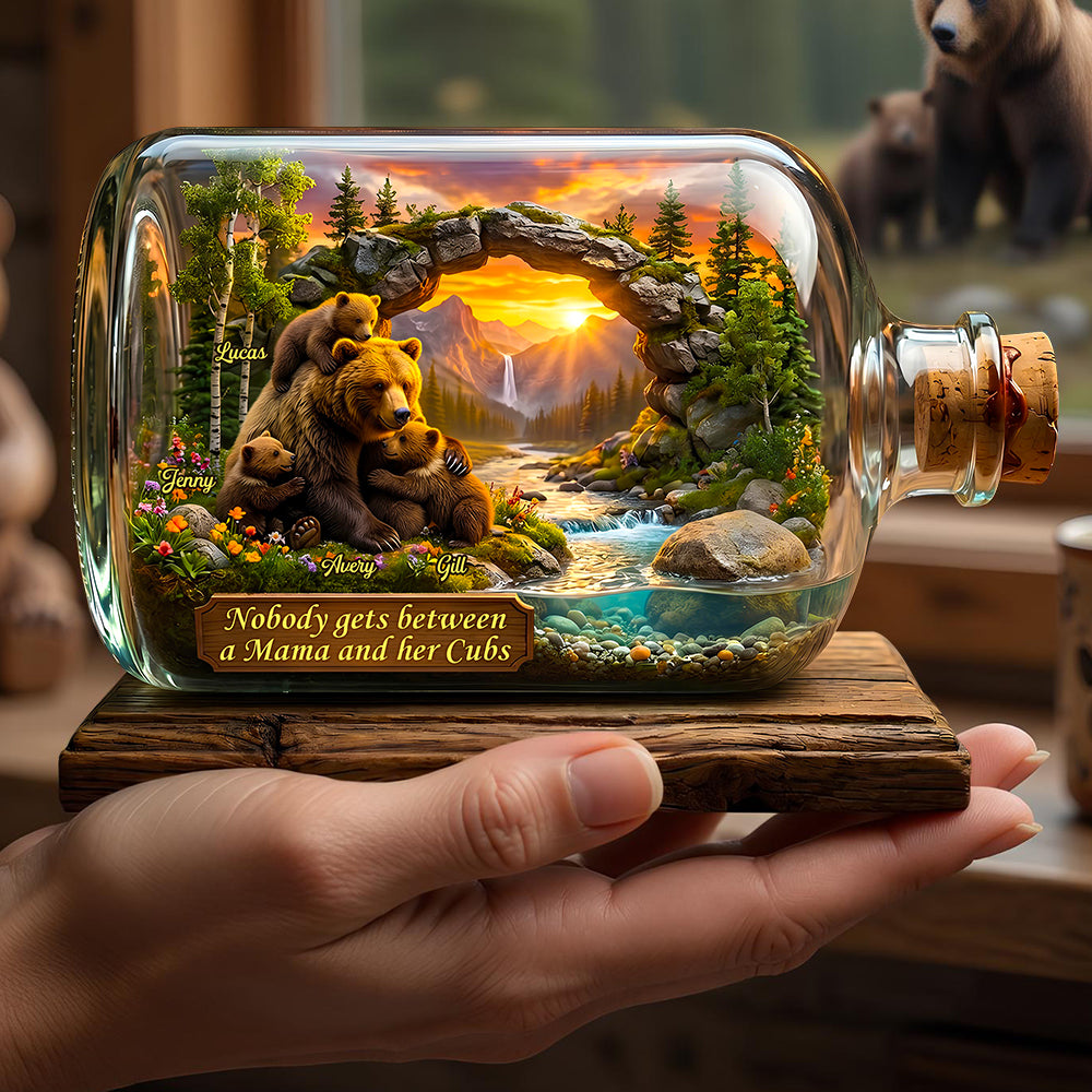 Mama Bear And Kids In Miniature Ecosystem Acrylic Plaque - Personalized Gifts For Mothers 01todt270426-Homacus