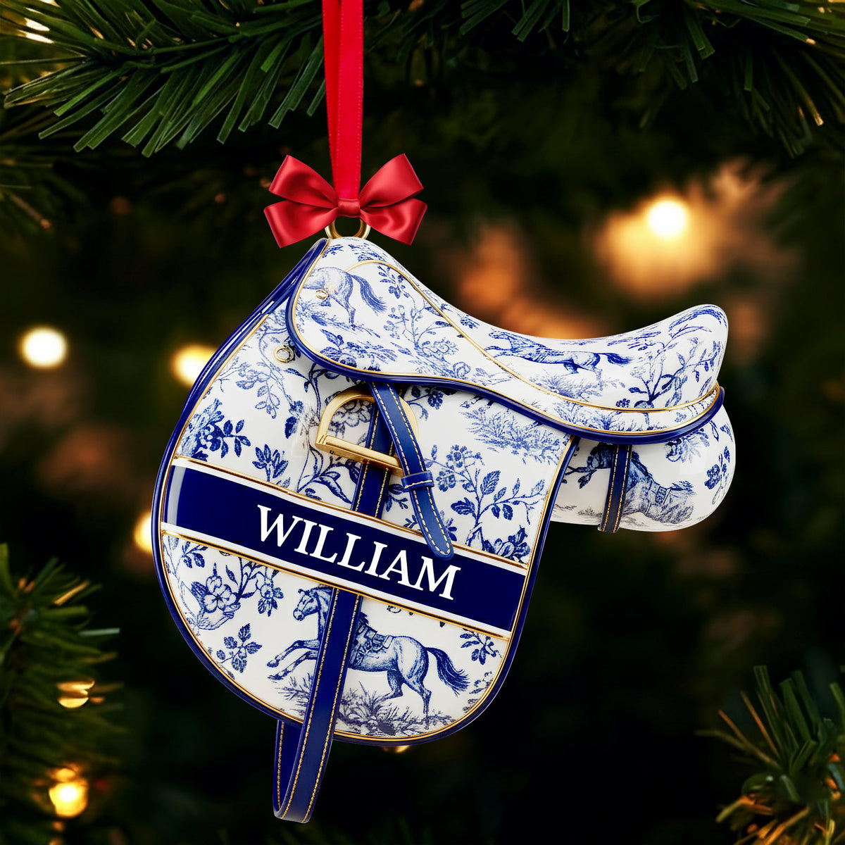 Equestrian Saddle Ornament - Personalized Christmas Gift For Horse Riding Lovers 03PGLU221025-Homacus