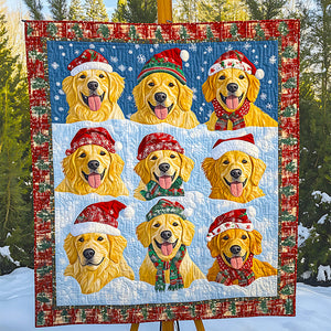 Golden Retriever Dog Christmas Quilt Bed Set Gifts For Dog Lovers 06HUDT041124-Homacus