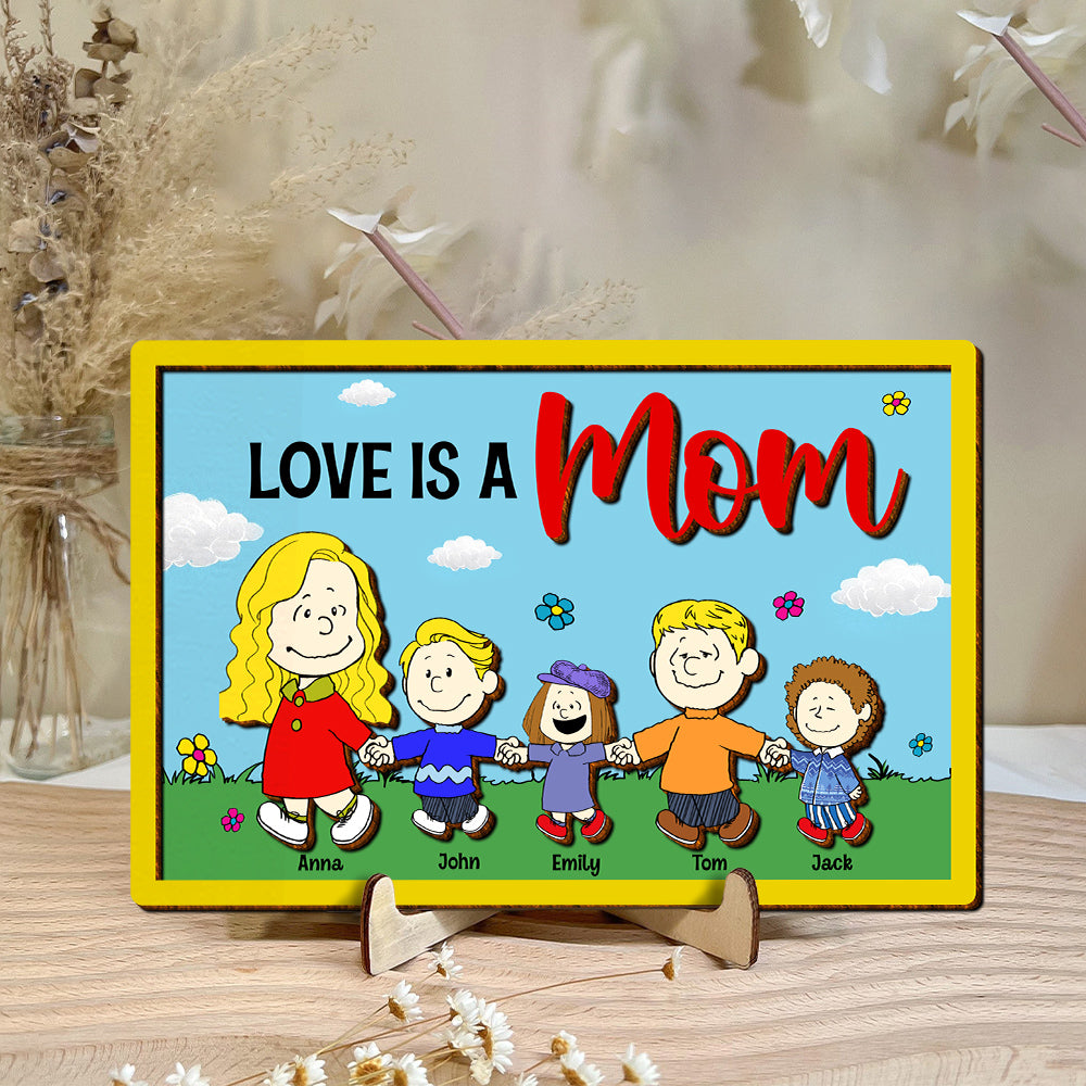 Personalized Gifts For Mom Wood Sign Love Is A Mom 06natn210224da Mother's Day Gifts-Homacus