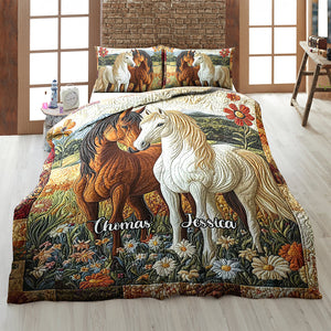 Personalized Gifts For Horse Couple Quilt Bedding Set Special Line 021kaqn170125-Homacus