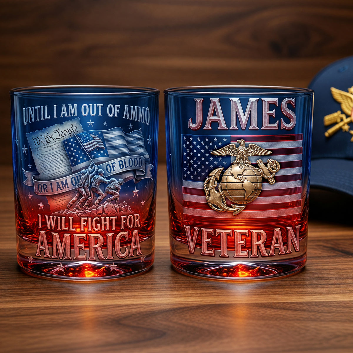 Fight For America Round Glass - Personalized Gifts For Veteran Glass 02PAQN110626-Homacus
