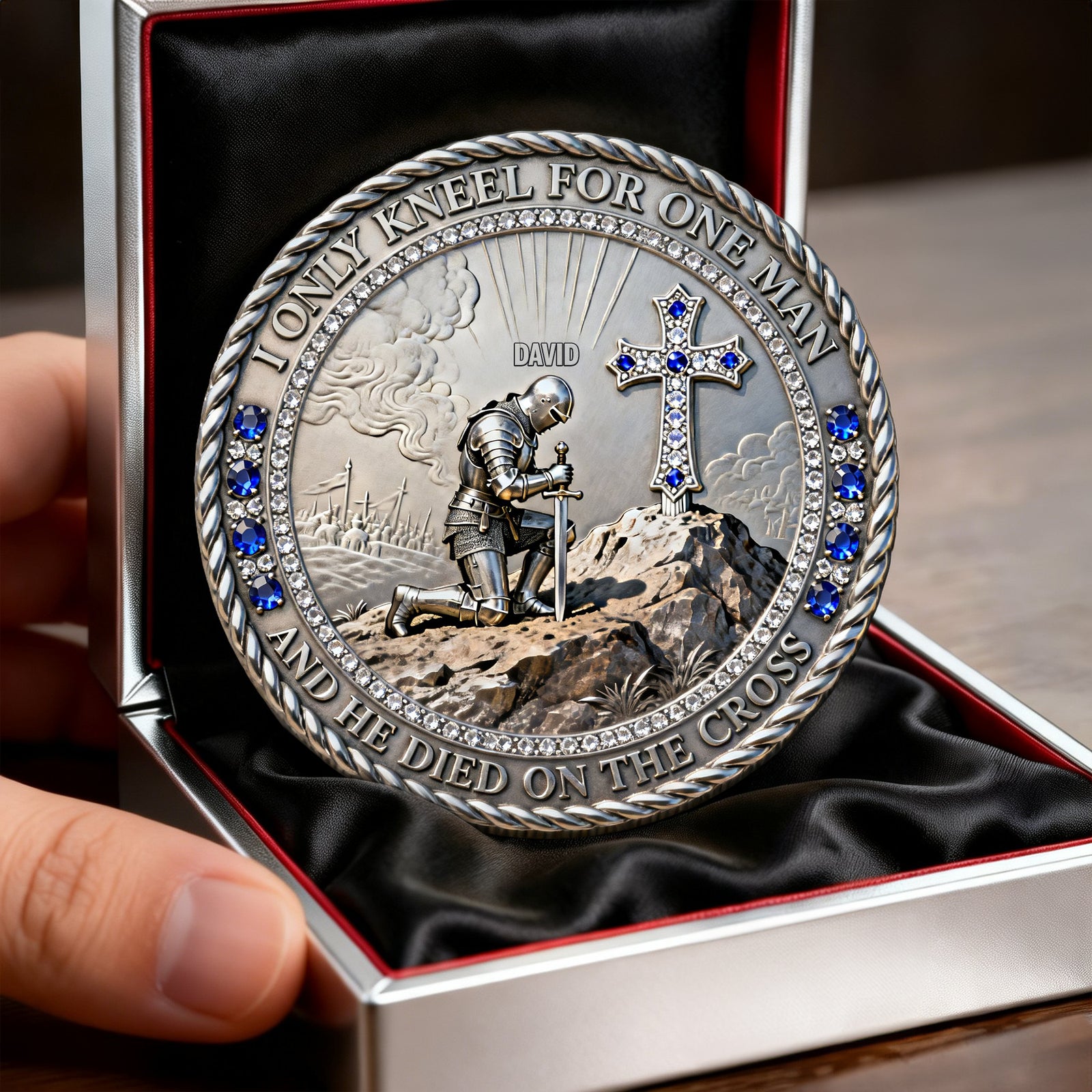 Knight Templar Kneeling Before A Cross Printed Metal Coin - Personalized Gifts For Christians 01kilu270226