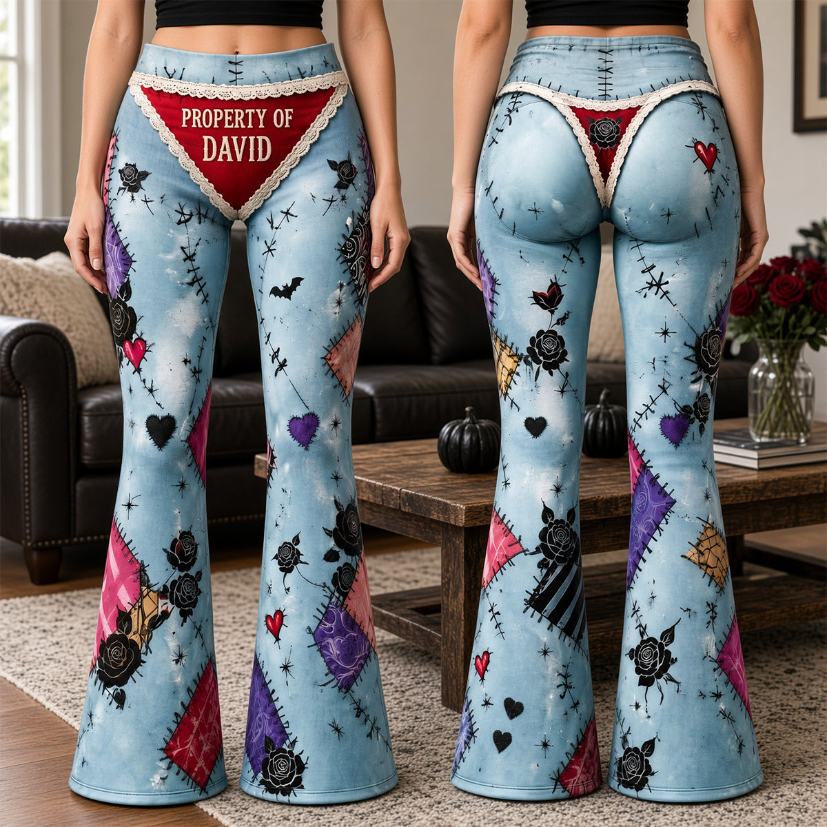 Gothic Stitched Flare Leggings - Personalized Gifts For Her 03tydh070926-Homacus