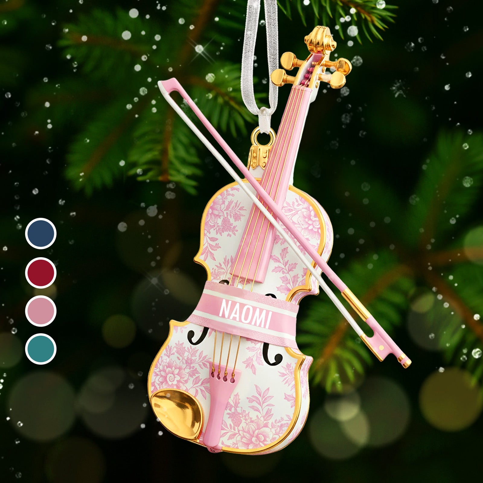 Violin Toile de Jouy Ornament - Personalized Gifts For Violin Lover Christmas Ornament 02PGMG131025-Homacus
