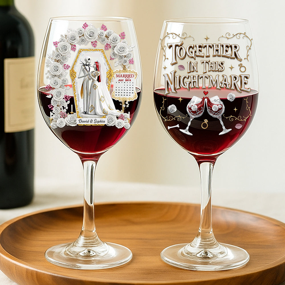 Gothic Wedding Wine Glass - Personalized Gifts For Couple 03ohqn060825-Homacus