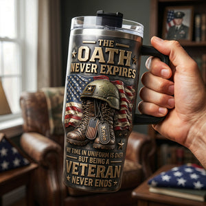 The Oath Never Expires Colorful 40oz Tumbler With Handle - Personalized Gifts For Veterans 03tyta240626-Homacus
