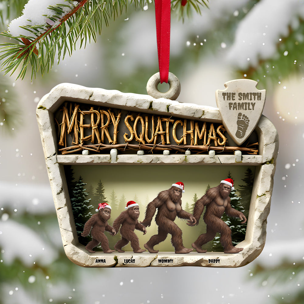 Wild Sasquatch Family Walking Acrylic Ornament - Personalized Gifts For Family 02QHTN301025-Homacus