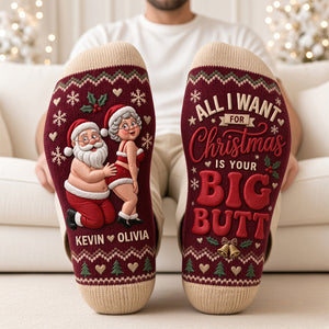 Playful Senior Couple Christmas Socks - Personalized Christmas Gifts For Couple 07todt280926-Homacus