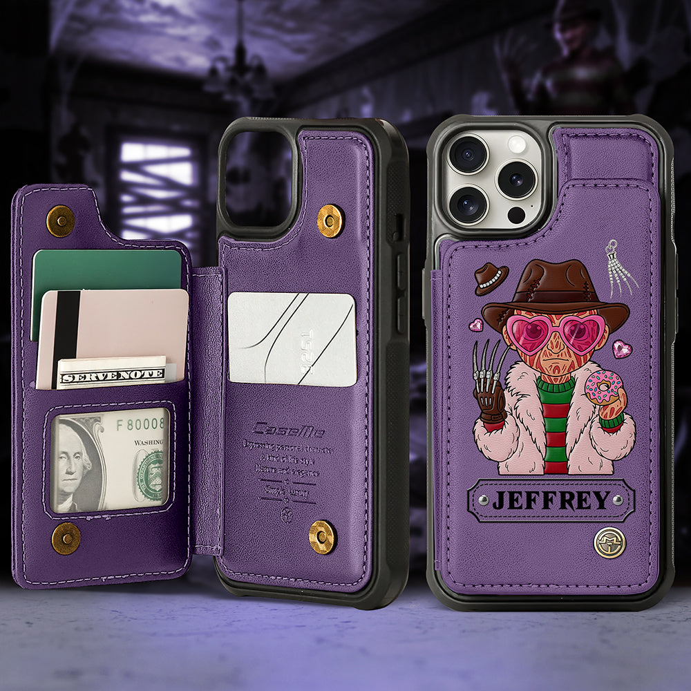 Horror Character Leather Flip Wallet Phone Case - Personalized Gifts For Horror Lovers 03nata200825-Homacus