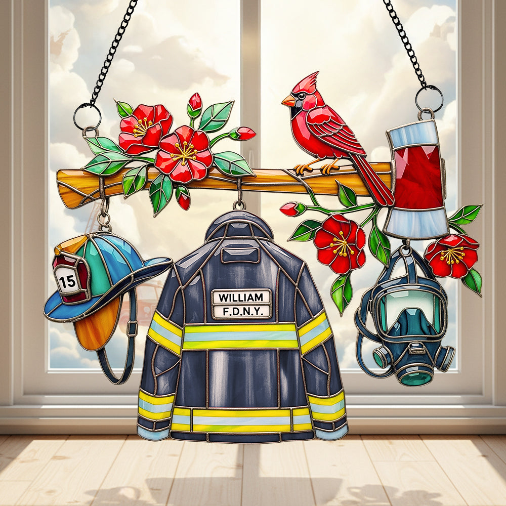 Firefighter Heaven Suncatcher Ornament Personalized Gifts For Firefighter 05OHDT040925-Homacus