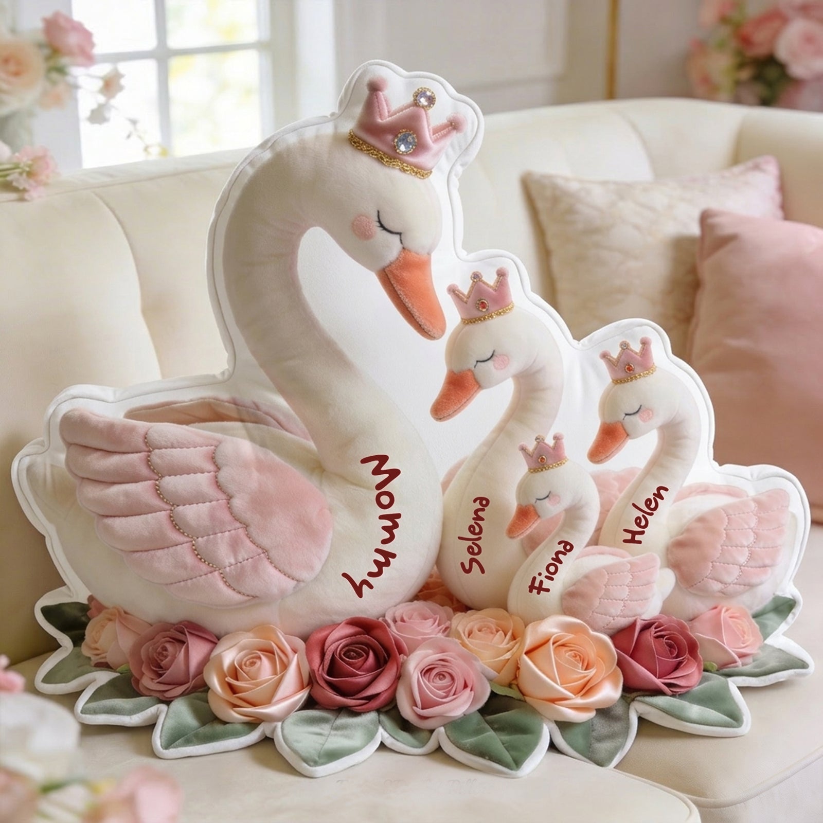 Mother Swan Love Her Baby Custom Shape Pillow - Personalized Gifts For Moms 04pglu160326-Homacus