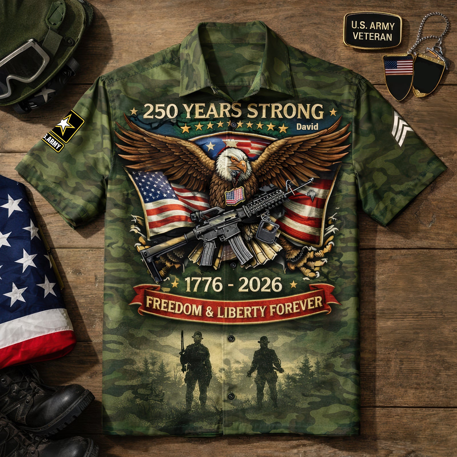 Proud American Veteran - Celebrated America 250th Anniversary Hawaiian Shirt - Personalized Gifts For Veterans 01toqn080426-Homacus