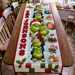 Playful Family Quilted Table Runner, Personalized Christmas Gifts For Family 02qhtn210826-Homacus