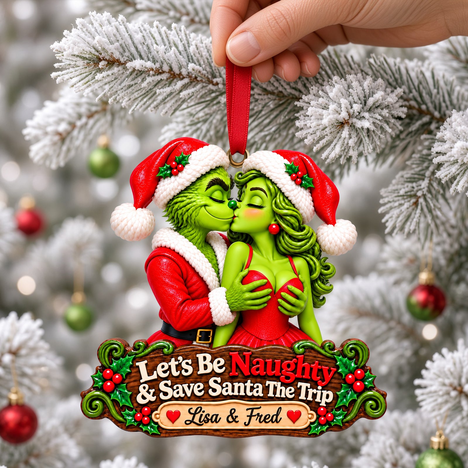Mischievous Couple Christmas Ornament - Personalized Gifts For Couple 07tylu300926-Homacus