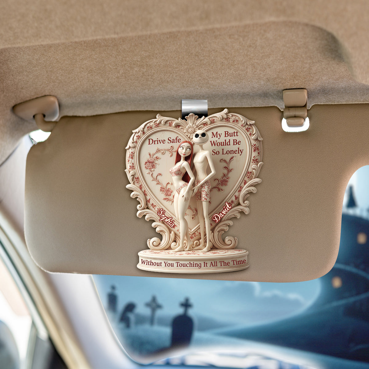 Cheeky Skeleton Couple Car Visor Clip - Personalized Gifts For Couple 01ohlu171225-Homacus