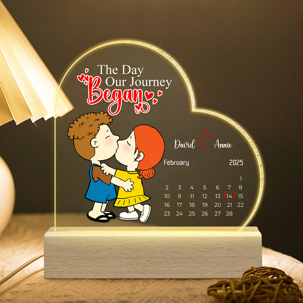 Personalized Gifts For Couples LED Light Calendar Kissing Cartoon Couples 05KALU211224HG-Homacus