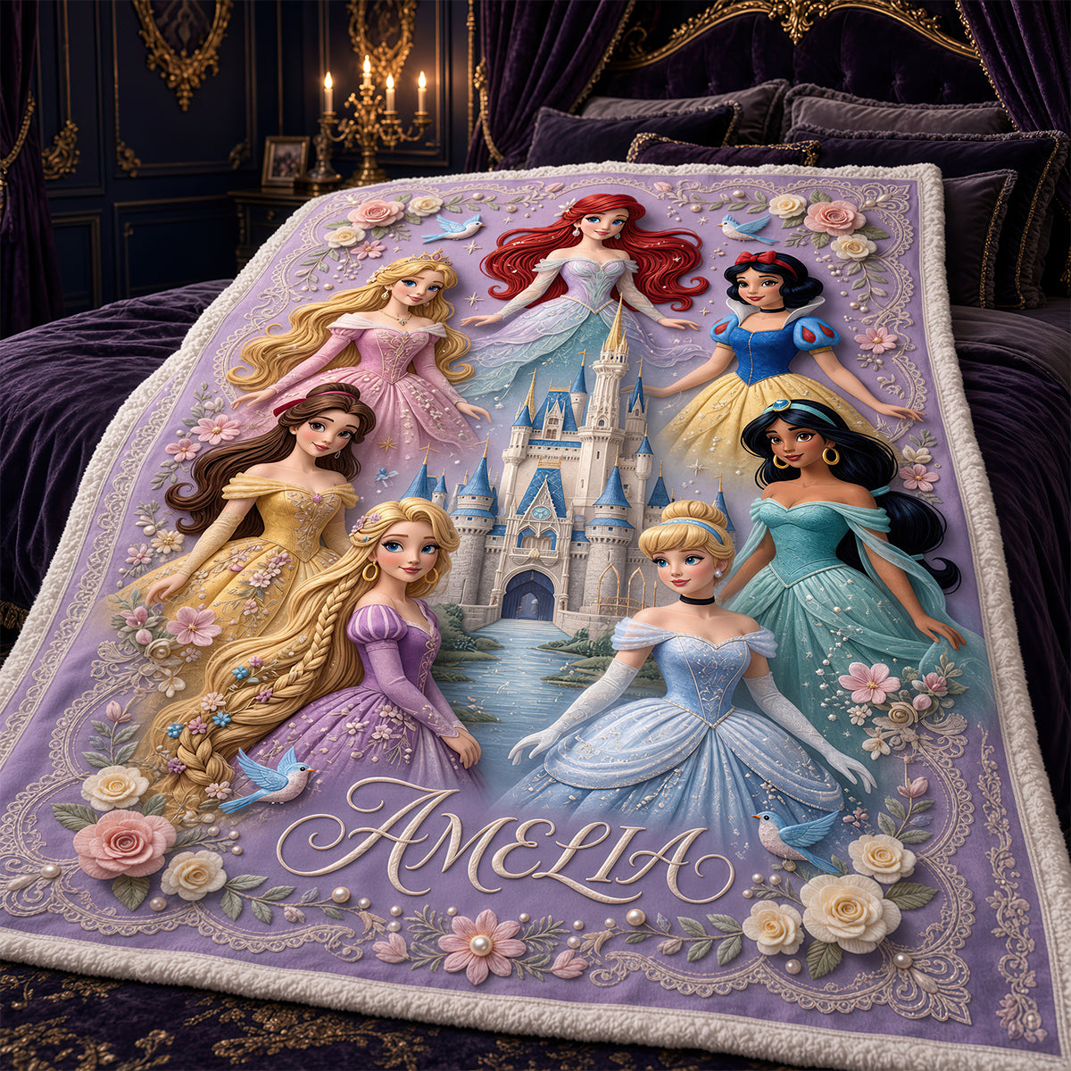 Lovely Fairy Tale Princesses Blanket - Personalized Gifts 04padt061026