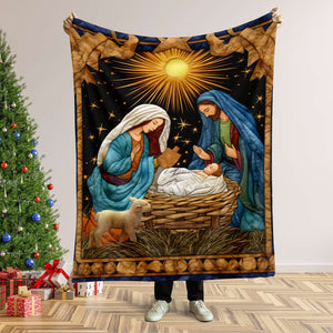 Christmas Gifts For Christians Blanket, Jesus Christ Nativity Quilt Art Effect 01QHMH120924-Homacus