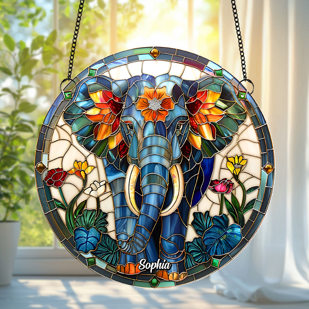 Colorful Elephant Suncatcher Ornament Personalized Decor Gifts 01hutn180725-Homacus