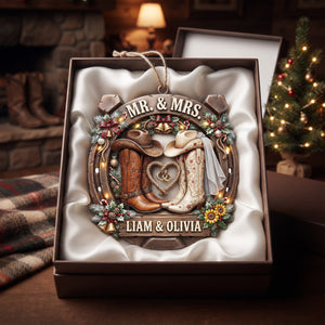 Cowboy Cowgirl Western Couple Ornament - Personalized Gifts For Couple Christmas Ornament 05TYLU170826