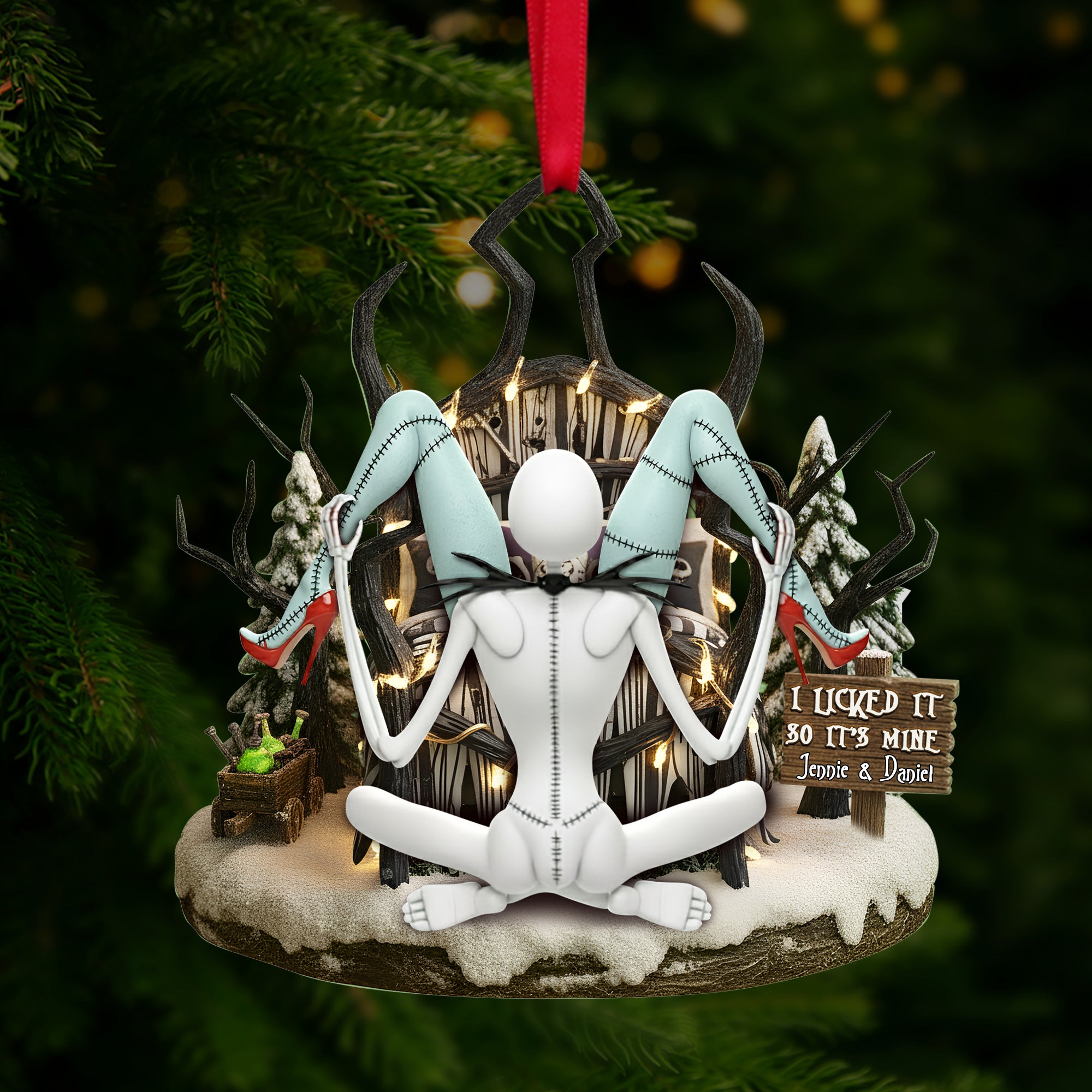 Naughty Skull Couple Ornament - Personalized Christmas Gift For Couples 02TGLU230925-Homacus