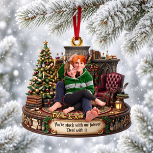 Funny Cuddling Couple Ornament - Personalized Gifts For Couple Christmas Ornament 02TODH260926