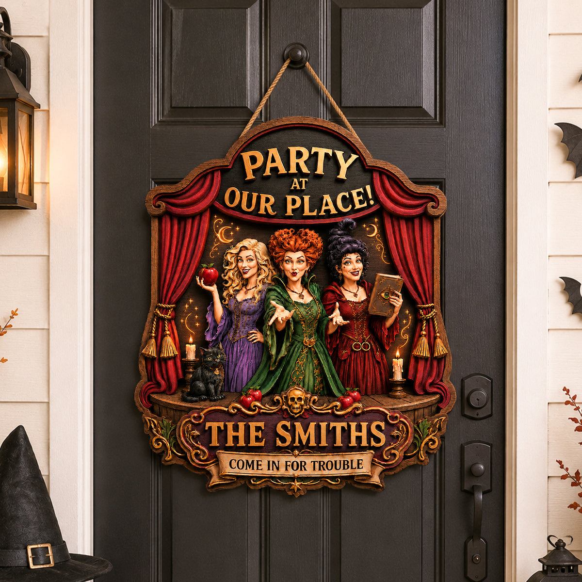 Party At Our Place Come In For Trouble Wood Sign - Personalized Gifts For Family 09hadh300726-Homacus