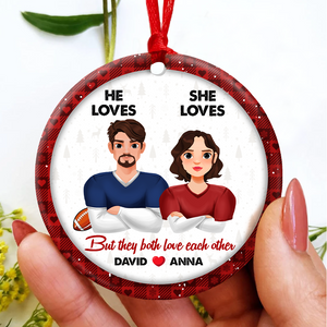 Personalized Christmas Gifts For Couple Ornament American Football Couple 03HUPU141024HG-Homacus