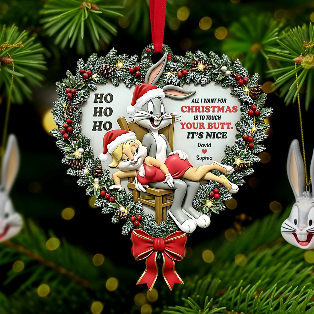Mischievous Rabbit Couple Christmas Ornament, Personalized Gifts For Couple 02qhta160925-Homacus