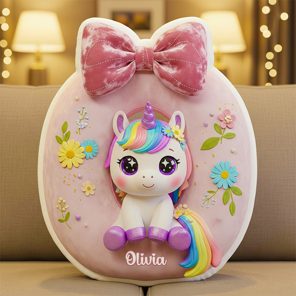 Unicorn Custom Shape Pillow Personalized Gifts For Kid 05PGDT171125-Homacus
