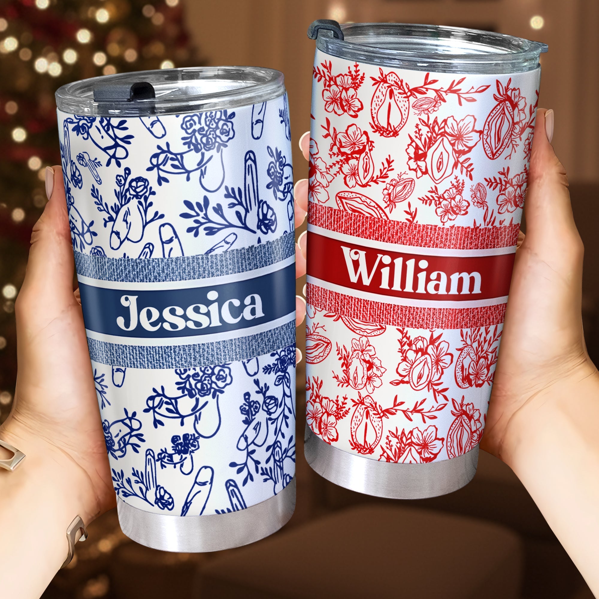 Playful Pattern Tumbler - Personalized Gifts For Couples 02LALU281025-Homacus