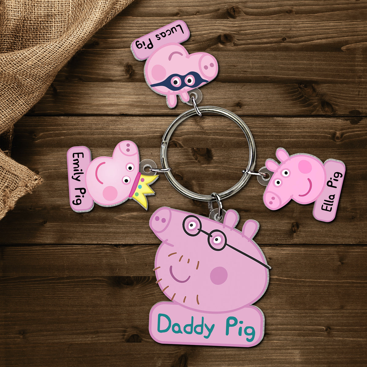 Personalized Gifts For Dad Keychain With Pig Charms 01NATN110424-Homacus